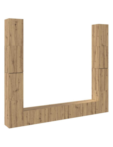 Mobili TV a Parete 6 pz Rovere Artigianale Legno Multistrato