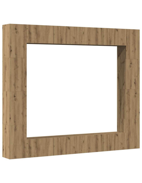 Set Mobile TV 8 pz Montato a Parete Rovere in Legno Multistrato