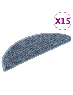Tappeti Autoadesivi per Scale Aspetto Sisal 15pz 56x17x3 cm Blu