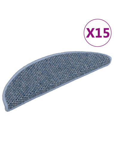 Tappeti Autoadesivi per Scale Aspetto Sisal 15pz 56x17x3 cm Blu