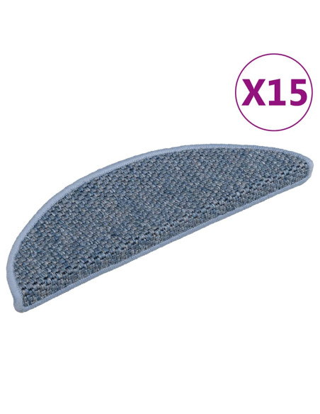 Tappeti Autoadesivi per Scale Aspetto Sisal 15pz 56x17x3 cm Blu