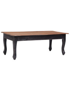 Tavolino da Salotto Nero 120x60x45 cm Legno Massello di Mogano