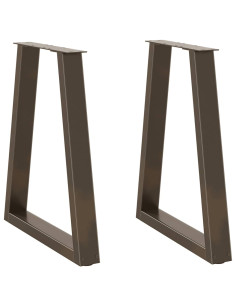 Gambe per tavolo da pranzo a forma di V 2 pz in acciaio naturale 50x(72-73,3) cm