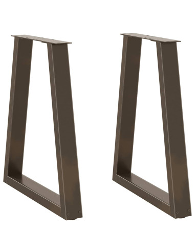 Gambe per tavolo da pranzo a forma di V 2 pz in acciaio naturale 50x(72-73,3) cm
