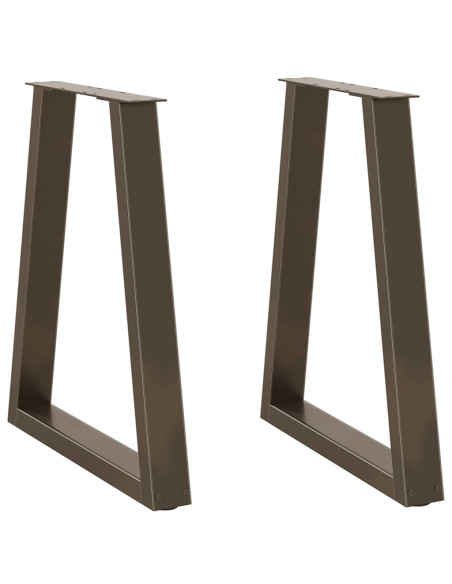 Gambe per tavolo da pranzo a forma di V 2 pz in acciaio naturale 50x(72-73,3) cm