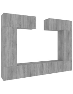 Set di Mobili Porta TV 6 pz Grigio Sonoma in Legno Multistrato