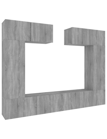 Set di Mobili Porta TV 6 pz Grigio Sonoma in Legno Multistrato