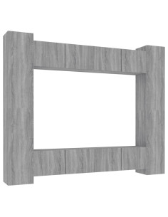 Set Mobili Porta TV 8pz Grigio Sonoma in Legno Multistrato