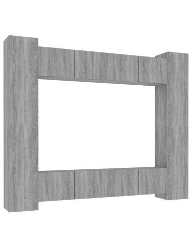 Set Mobili Porta TV 8pz Grigio Sonoma in Legno Multistrato