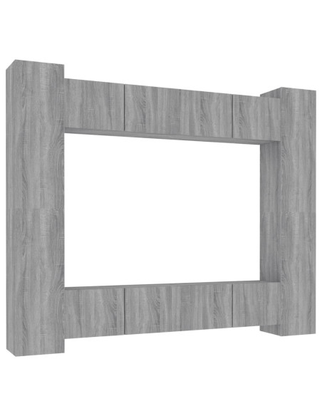 Set Mobili Porta TV 8pz Grigio Sonoma in Legno Multistrato