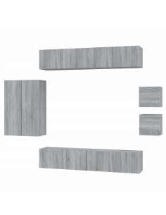 Set Mobili Porta TV 8pz Grigio Sonoma in Legno Multistrato