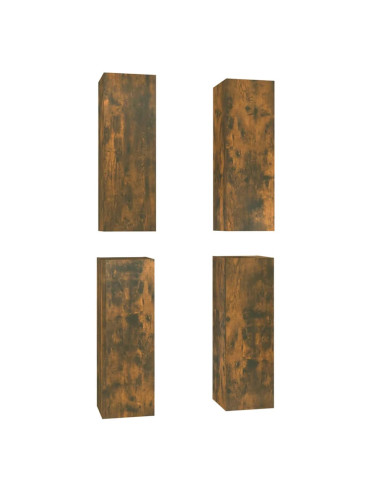 Mobili TV 4 pz Rovere Fumo 30,5x30x90 cm in Legno Multistrato