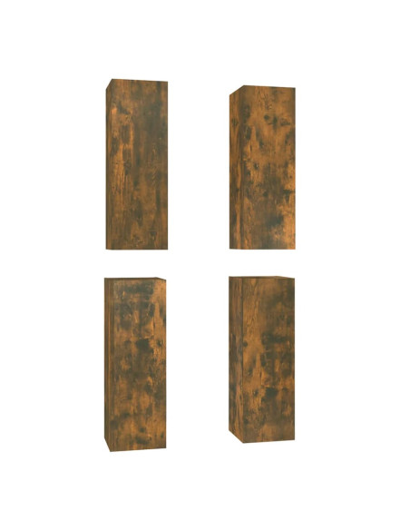 Mobili TV 4 pz Rovere Fumo 30,5x30x90 cm in Legno Multistrato