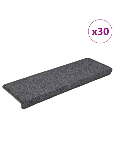 Tappetini per scale 30 pz 65x21x4 cm Grigio scuro Bordo rettangolare