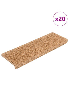 Tappetini per scale 20 pz 65x21x4 cm Beige Bordo rettangolare