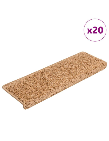 Tappetini per scale 20 pz 65x21x4 cm Beige Bordo rettangolare