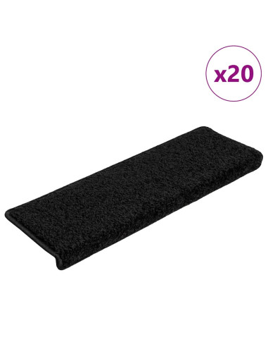 Tappetini per scale 20 pz 65x21x4 cm Nero Bordo rettangolare