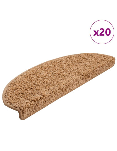 Tappetini per scale 20 pz 65x21x4 cm Beige Semicircolari Grandi