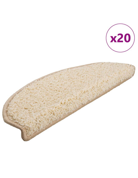 Tappetini per scale 20 pz 65x21x4 cm Crema Semicircolari Grandi