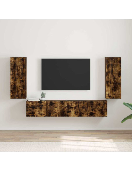 Mobile TV da parete 2 pcs Rovere fumé 30 x 31 x 80 cm