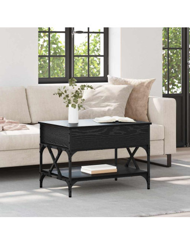 Tavolino da salotto Rovere Nero 70x50x50cm Legno multistrato