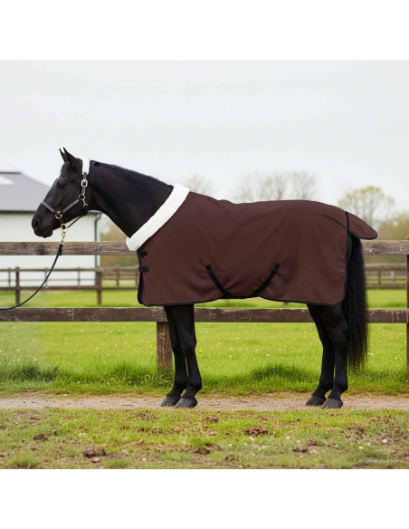 Coperta per Cavalli Marrone Scuro Completo 85 cm Felpa in pile