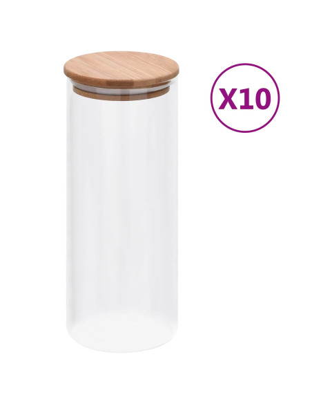 Barattolo di Vetro 10 pcs Trasparente 8,5 x 8,5 x 21,5 cm Vetro