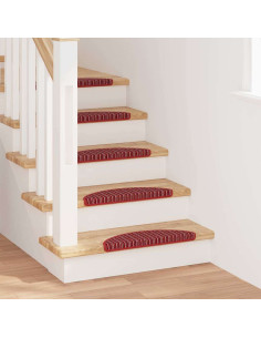 Tappetini per scale autoadesivi 15 pcs Rosso 56 x 17 x 3 cm