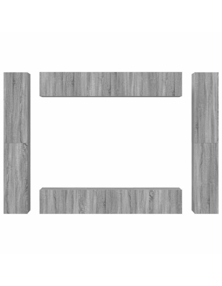 Set Mobili Porta TV 10 pz Grigio Sonoma in Legno Multistrato