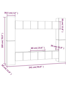 Set Mobili Porta TV 10 pz Grigio Sonoma in Legno Multistrato