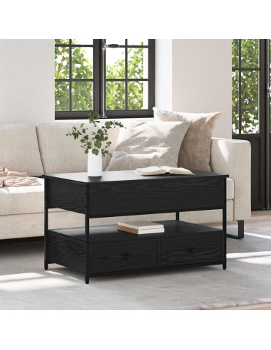 Tavolino da salotto con cassetto Rovere Nero 85 x 50 x 50 cm