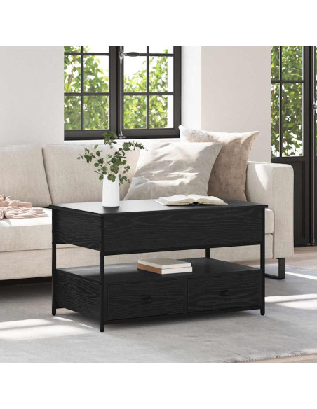 Tavolino da salotto con cassetto Rovere Nero 85 x 50 x 50 cm