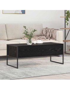 Tavolino da salotto con cassetto Rovere Nero 100 x 46 x 40 cm
