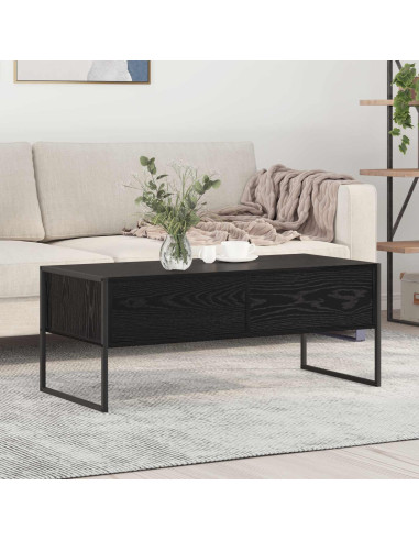 Tavolino da salotto con cassetto Rovere Nero 100 x 46 x 40 cm