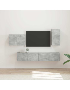Set di Mobiletto da TV a Parete 4 pcs Grigio cemento