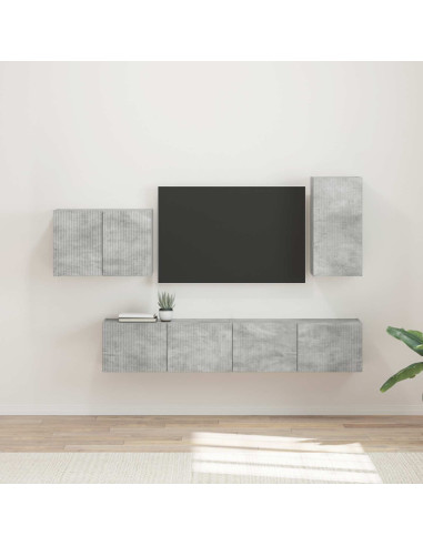 Set di Mobiletto da TV a Parete 4 pcs Grigio cemento