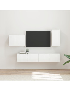 Set di Mobiletto da TV a Parete 4 pcs Bianco Lucido