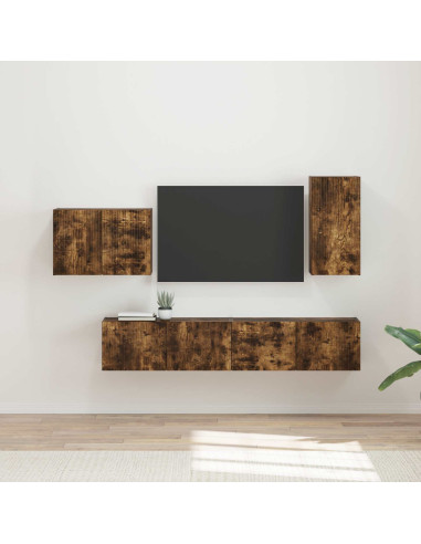 Set di Mobiletto da TV a Parete 4 pcs Rovere fumé