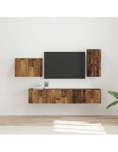 Set di Mobiletto da TV a Parete 4 pcs Legno vecchio