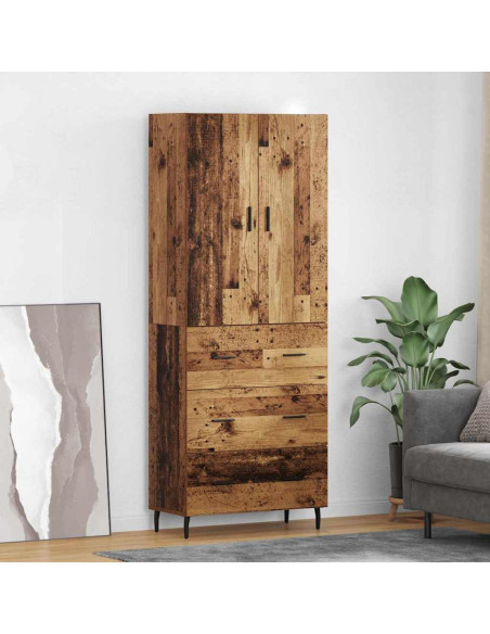 Credenza 2 pcs Legno vecchio Legno Stratificato e Vetro