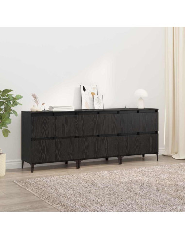 Sideboards 3 pcs Rovere Nero 60 x 35 x 70 cm Legno multistrato