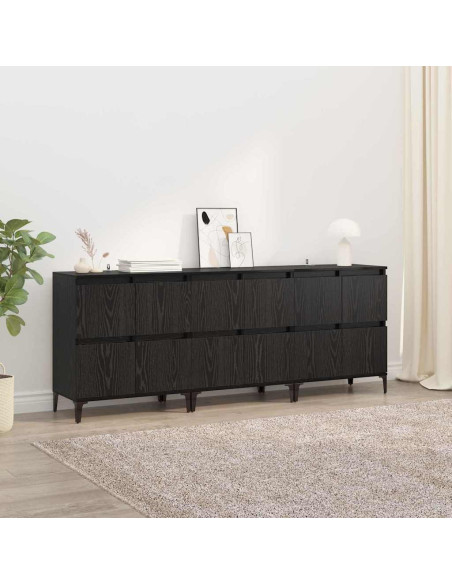 Sideboards 3 pcs Rovere Nero 60 x 35 x 70 cm Legno multistrato