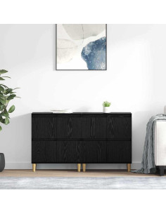 Sideboards 2 pcs Rovere Nero 60 x 35 x 70 cm Legno multistrato