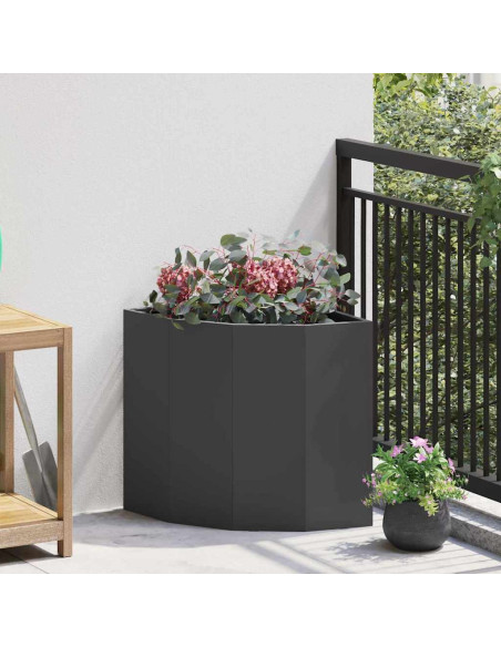 Vaso d'angolo Nero 45 x 45 x 50 cm Acciaio