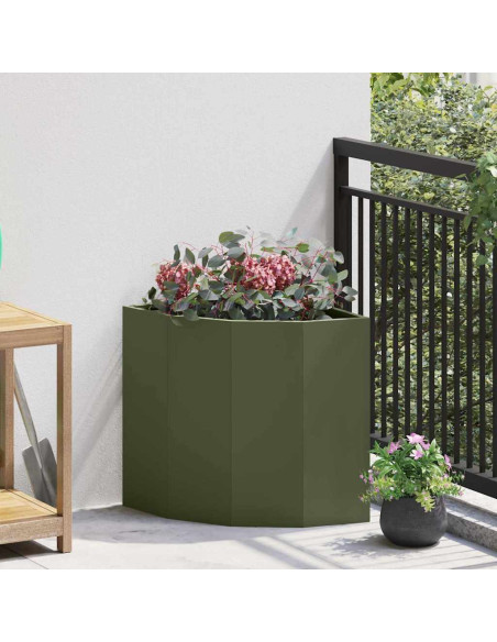 Vaso d'angolo Oliver verde 45 x 45 x 50 cm Acciaio