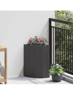 Vaso d'angolo Nero 30 x 30 x 50 cm Acciaio