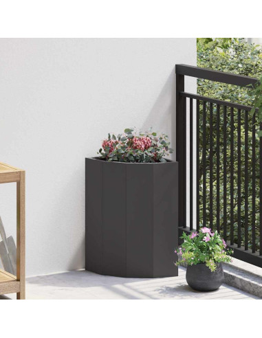 Vaso d'angolo Nero 30 x 30 x 50 cm Acciaio