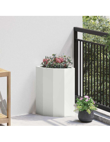 Vaso d'angolo Bianco 30 x 30 x 50 cm Acciaio