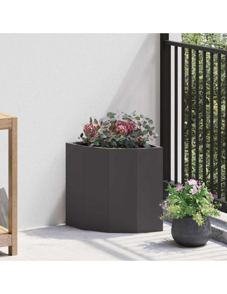 Vaso d'angolo Nero 30 x 30 x 35 cm Acciaio