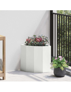 Vaso d'angolo Bianco 30 x 30 x 35 cm Acciaio